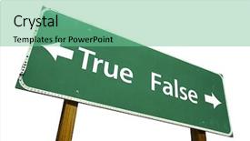  Presentation with isolated fall oak leaf - Presentation design featuring true false road sign isolated background and a seafoam green colored foreground