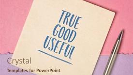  Presentation with inspirational abstract - Slide deck with true-good-useful-inspirational-word background and a lemonade colored foreground