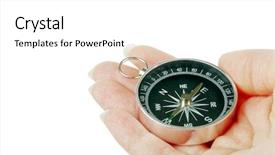  Presentation with compass - Beautiful slide deck featuring true north - compass in a hand isolated backdrop and a white colored foreground
