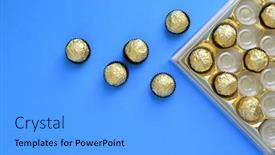  Presentation with shot - Beautiful PPT layouts featuring truffle-chocolates-wrapped backdrop and a gray colored foreground