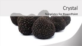  Presentation with mushroom - Beautiful theme featuring truffle tuber melanosporum mushroom backdrop and a light gray colored foreground