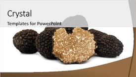  Presentation with mushroom - Beautiful slide deck featuring truffle tuber melanosporum mushroom backdrop and a white colored foreground