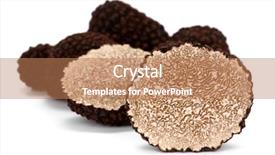  Presentation with mushrooms - Colorful slide deck enhanced with truffle tuber melanosporum mushrooms backdrop and a coral colored foreground