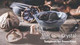  Presentation with mushrooms - Slide deck consisting of truffles-and-shiitake-mushrooms background and a gray colored foreground