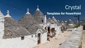  Presentation with unesco - Audience pleasing PPT theme consisting of trulli-houses-in-alberobello-unesco backdrop and a ocean colored foreground