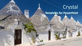  Presentation with unesco - Beautiful presentation theme featuring trulli-houses-in-alberobello-unesco backdrop and a ocean colored foreground