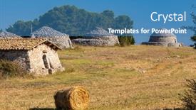  Presentation with region - Presentation theme consisting of trulli-typical-houses-near-castel background and a teal colored foreground