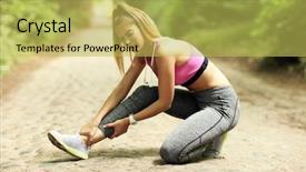 Presentation with runner - Beautiful PPT layouts featuring truma - female athlete runner touching foot backdrop and a yellow colored foreground