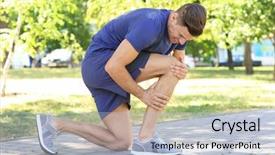  Presentation with leg pain - Colorful PPT layouts enhanced with truma - young man suffering from pain backdrop and a light blue colored foreground