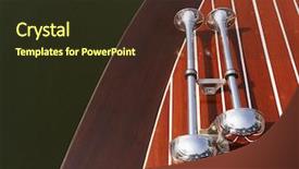  Presentation with trumpet - Audience pleasing presentation consisting of trumpet horns on wooden boat backdrop and a tawny brown colored foreground