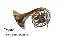  Presentation with trumpet - Beautiful presentation theme featuring french music - trumpet isolated under the white backdrop and a white colored foreground