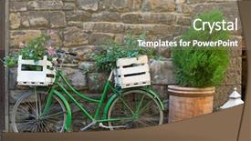  Presentation with green building - Slides consisting of trumpet vine - old styled bicycle in green background and a gray colored foreground