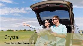  Presentation with road trip - PPT theme with trunk of hatchback car background and a yellow colored foreground