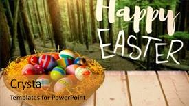  Presentation with tree of life growing - Beautiful presentation theme featuring trunk treat - easter greeting against tall trees backdrop and a  colored foreground