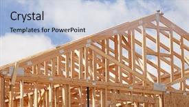  Presentation with construction site construction - Colorful PPT layouts enhanced with truss - abstract of wood home framing backdrop and a light blue colored foreground
