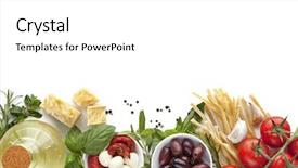  Presentation with italian food desserts - Colorful slide deck enhanced with truss - italian food background over white backdrop and a white colored foreground