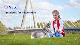  Presentation with trust - Amazing theme having trust fall - beautiful woman playing with her backdrop and a sky blue colored foreground