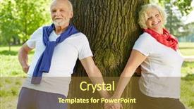  Presentation with trust - Presentation theme consisting of trust fall - happy senior couple holding hands background and a  colored foreground