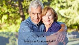  Presentation with senior couple - Slide set featuring trust fall - happy senior couple in love background and a  colored foreground