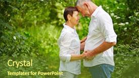  Presentation with trust - Amazing PPT theme having trust fall - happy senior couple in love backdrop and a  colored foreground