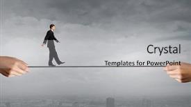  Presentation with brave - Presentation theme featuring trust fall - young brave ricky businessman balancing background and a light gray colored foreground