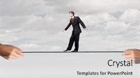  Presentation with brave - Colorful presentation design enhanced with trust fall - young brave ricky businessman balancing backdrop and a light gray colored foreground