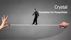  Presentation with brave - Beautiful PPT theme featuring trust fall - young brave ricky businessman balancing backdrop and a gray colored foreground