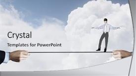  Presentation with brave - Cool new PPT layouts with trust fall - young brave ricky businessman balancing backdrop and a light gray colored foreground