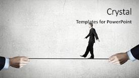  Presentation with brave - Audience pleasing PPT theme consisting of trust fall - young brave ricky businessman balancing backdrop and a white colored foreground