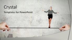  Presentation with brave - PPT theme featuring trust fall - young brave ricky businesswoman balancing background and a light gray colored foreground