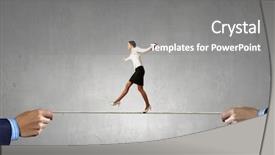  Presentation with brave - Slide set having trust fall - young brave ricky businesswoman balancing background and a gray colored foreground