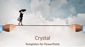  Presentation with brave - Presentation design consisting of trust fall - young brave ricky businesswoman balancing background and a sky blue colored foreground