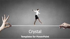  Presentation with brave - Cool new PPT theme with trust fall - young brave ricky businesswoman balancing backdrop and a gray colored foreground