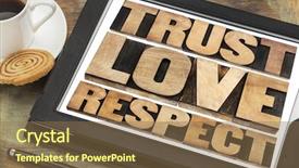  Presentation with respect - PPT theme featuring trust love and respect word abstract in vintage letterpress wood type on a digital tablet background and a tawny brown colored foreground