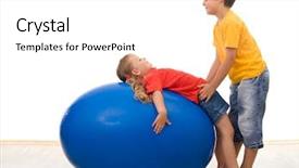  Presentation with kids playing - PPT theme featuring trust my sister - kids playing background and a white colored foreground