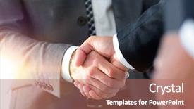  Presentation with friendly - Amazing presentation theme having trust purchase - friendly smiling businessmen handshaking business backdrop and a coral colored foreground