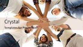  Presentation with trust - Audience pleasing slide set consisting of trust relation - business team with hands clasped backdrop and a  colored foreground