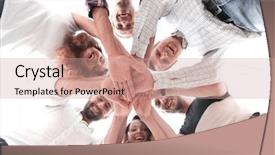  Presentation with trust - PPT theme consisting of trust relation - business team with hands clasped background and a  colored foreground