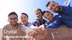  Presentation with college students - Colorful theme enhanced with trust relation - college students teamwork stacking hand backdrop and a coral colored foreground