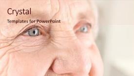  Presentation with elderly woman in nursing - Presentation with trust relation - portrait of elderly woman closeup background and a lemonade colored foreground