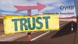  Presentation with trust - Presentation theme featuring trust sign with road background background and a light blue colored foreground
