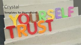  Presentation with trust - Slides consisting of trust-yourself-in-colorful-wording background and a soft green colored foreground
