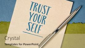  Presentation with mindset - PPT layouts with trust-yourself-reminder-note-handwriting background and a lemonade colored foreground