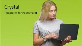  Presentation with young woman diagnosis of sti - PPT layouts having trusted computing - young caucasian woman using computer background and a  colored foreground