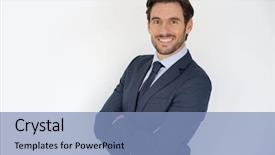  Presentation with growing micro greens isolated - Presentation theme enhanced with trustworthy - isolated handsome businessman smiling background and a light blue colored foreground