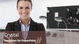  Presentation with lobby - Amazing theme having trusty female business professional smiling standing arms crossed in modern office lobby backdrop and a tawny brown colored foreground