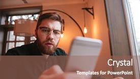  Presentation with coffee shop - PPT layouts having truth - amazed shocked man reading message background and a violet colored foreground