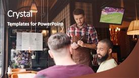  Presentation with apron - Audience pleasing presentation consisting of truth - handsome young waiter in brown backdrop and a tawny brown colored foreground