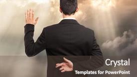  Presentation with fingers - Amazing presentation theme having truth - swearing an oath with fingers backdrop and a tawny brown colored foreground