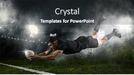  Presentation with rugby - Colorful PPT layouts enhanced with try-rugby-football-player backdrop and a dark gray colored foreground